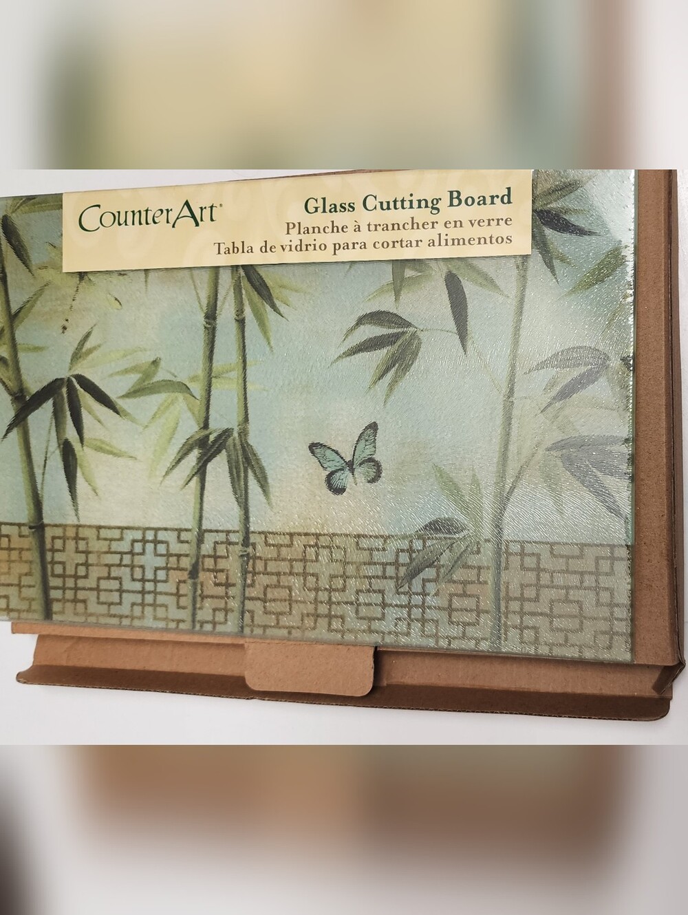 Counter Art Glass Cutting Board Wine And Olives 8 X12 New In Box
